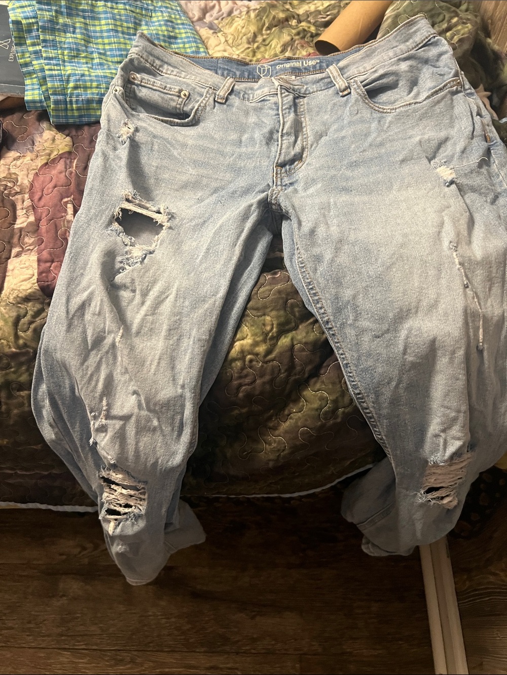 Original Use Light Blue Distressed Boyfriend Jeans